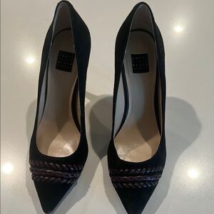 White House Black Market Black Suede Heels